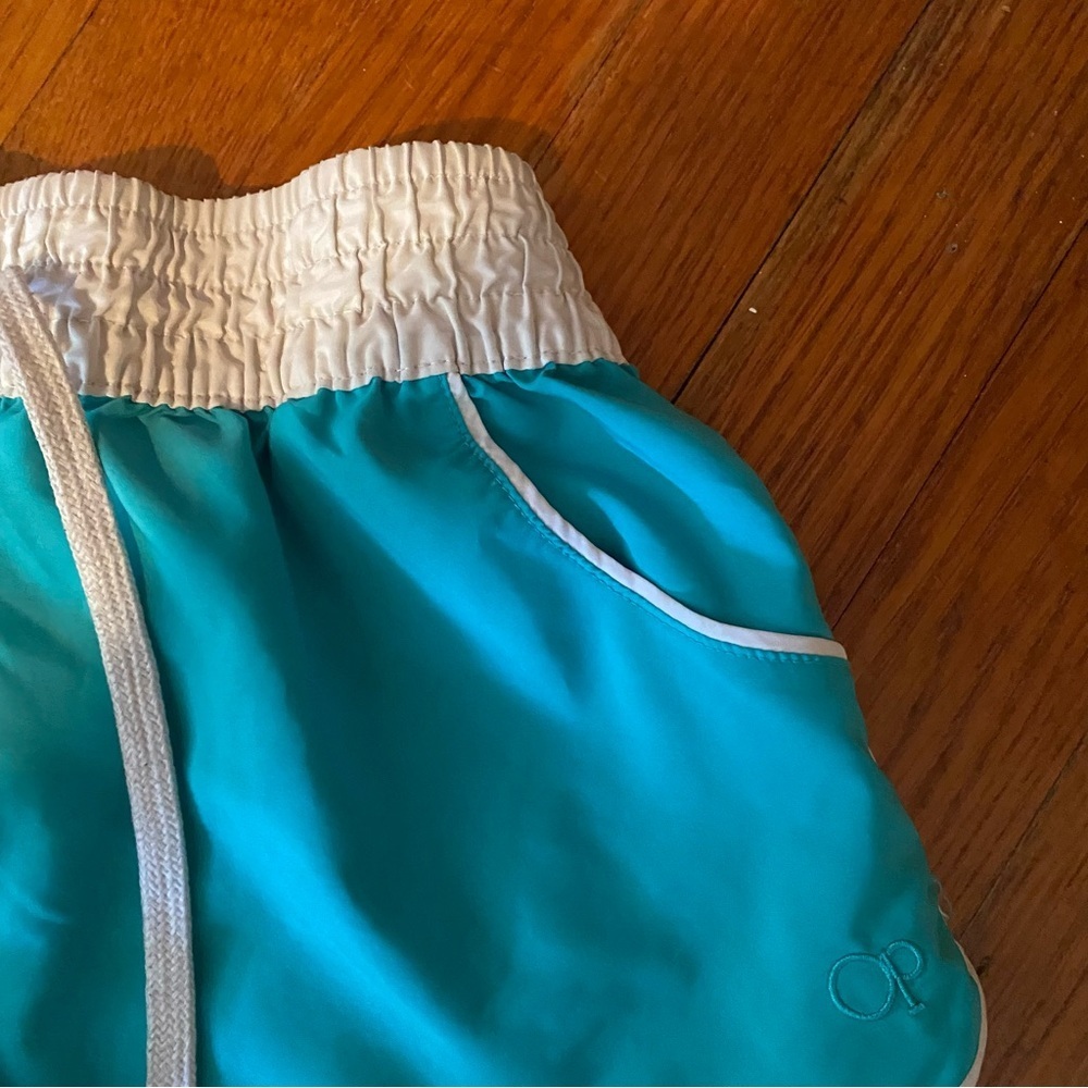 OP Women's/Kids Turquoise and White Athletic Shorts - Picture 3 of 7